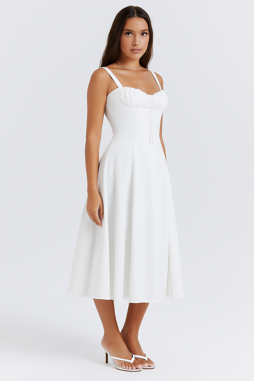 Elva Corset Dress - White MYCLOTHOS® - MYCLOTHOS®
