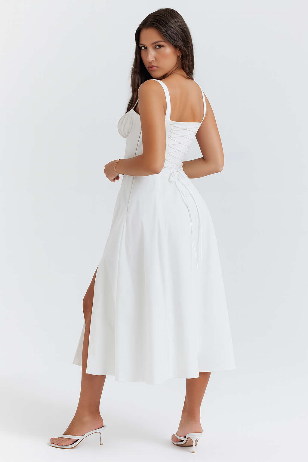 Elva Corset Dress - White MYCLOTHOS® - MYCLOTHOS®