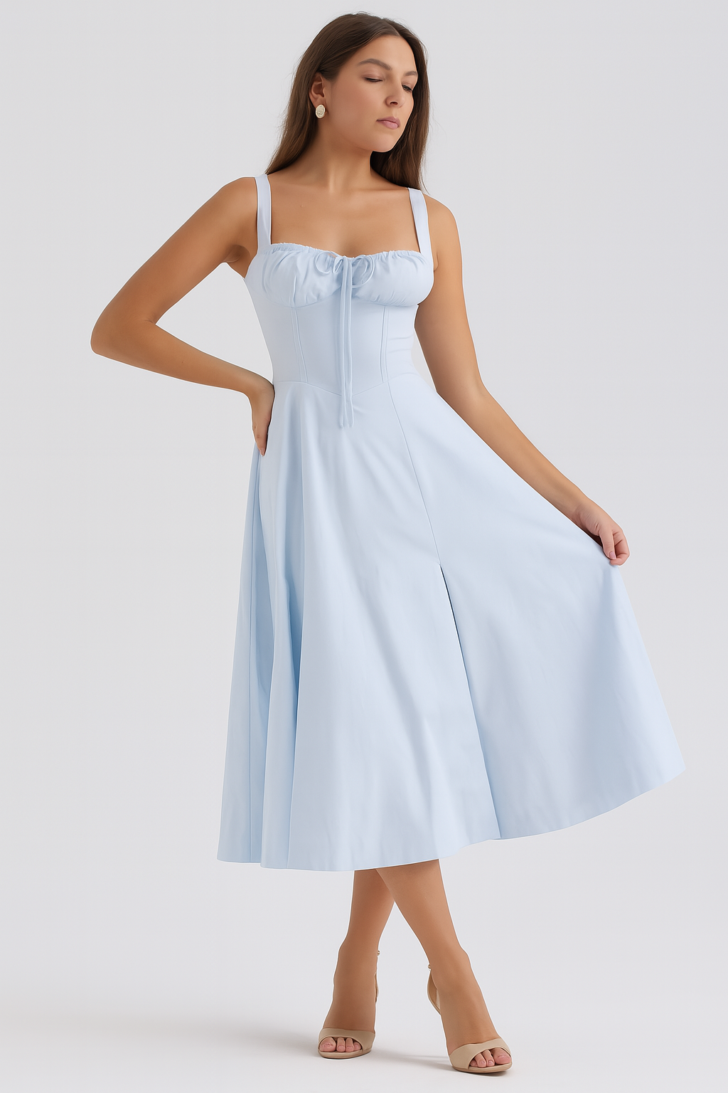 Elva Corset Dress - Soft Blue