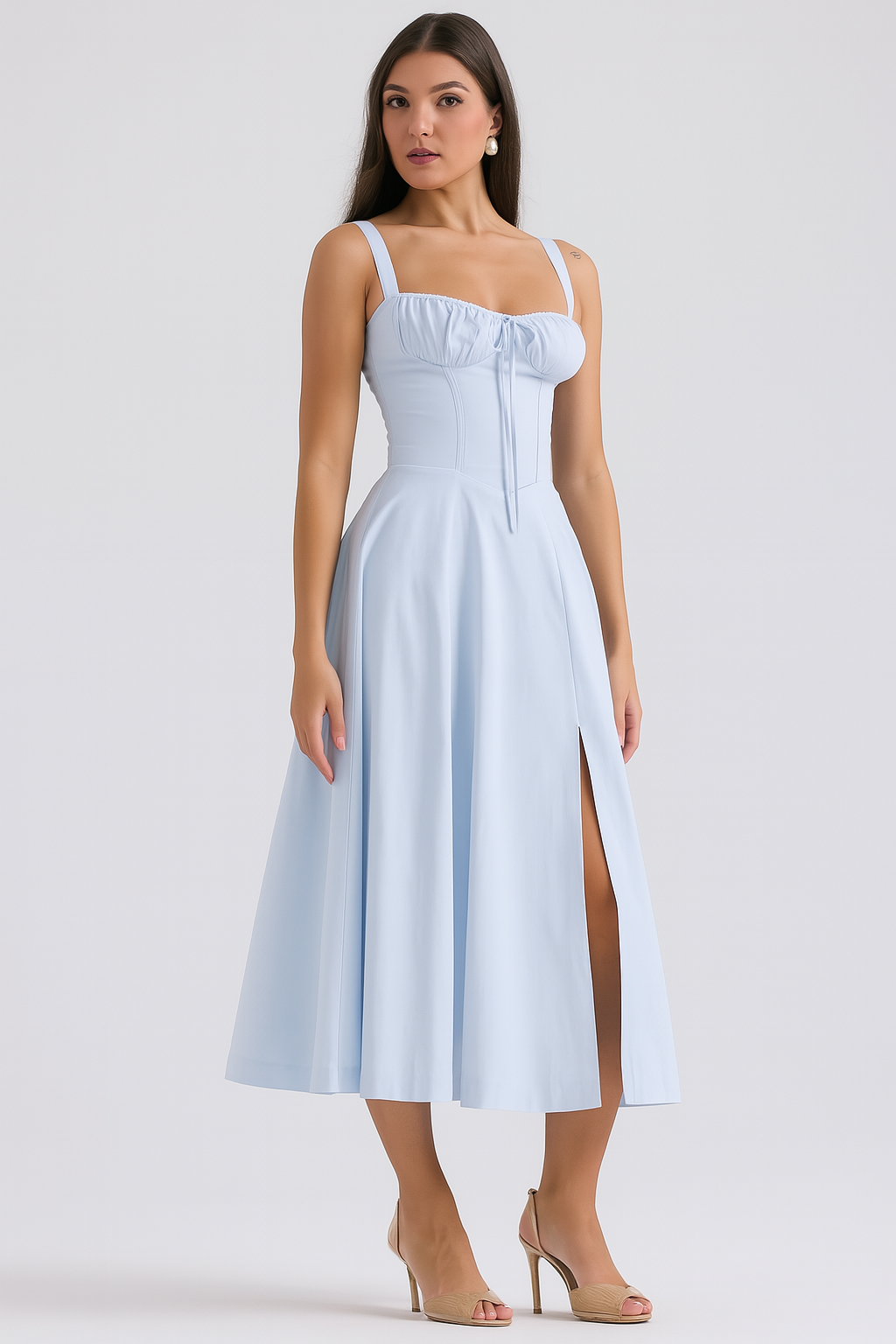 Elva Corset Dress - Soft Blue
