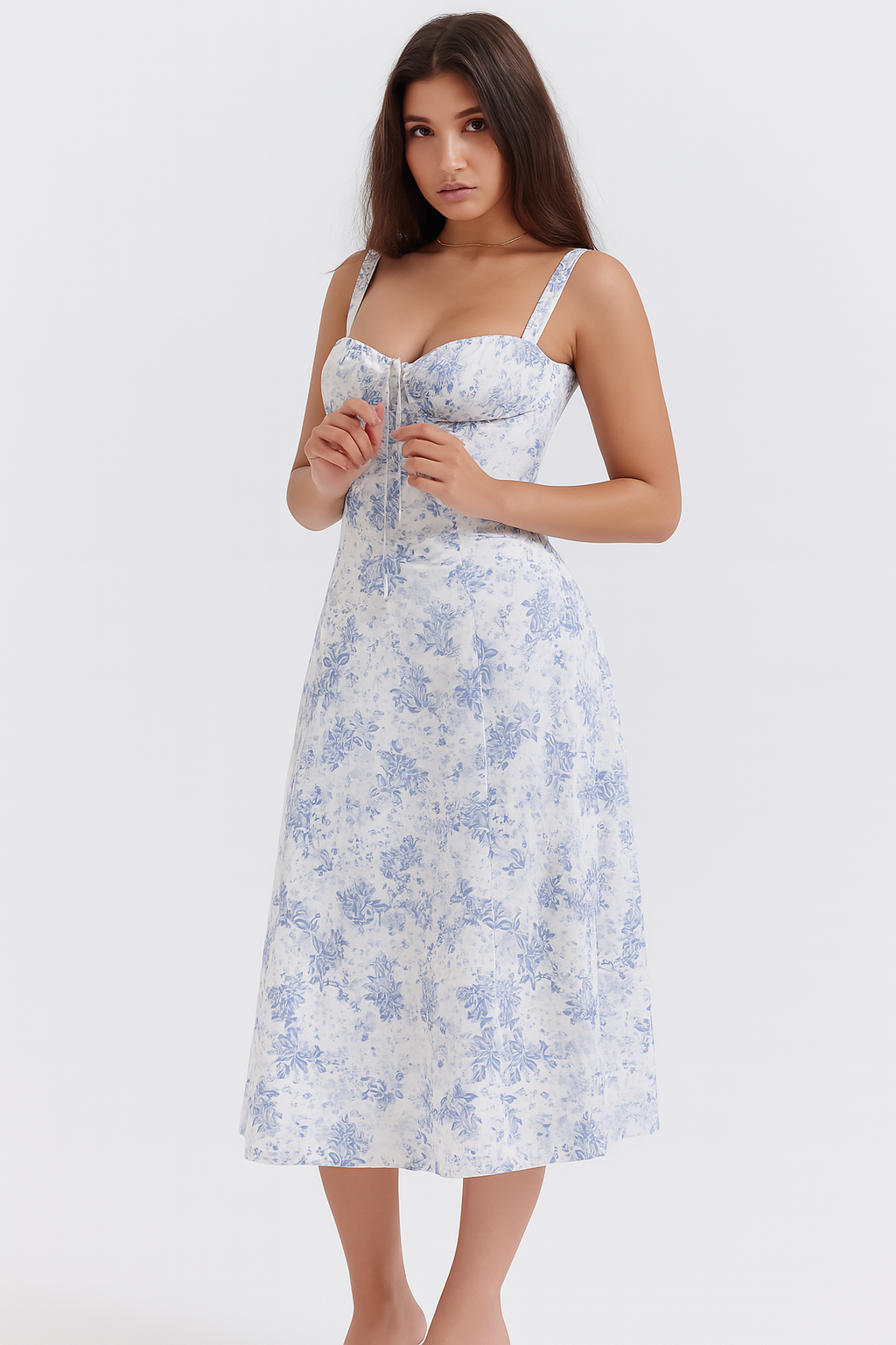 Elva Corset Dress - Blue Print