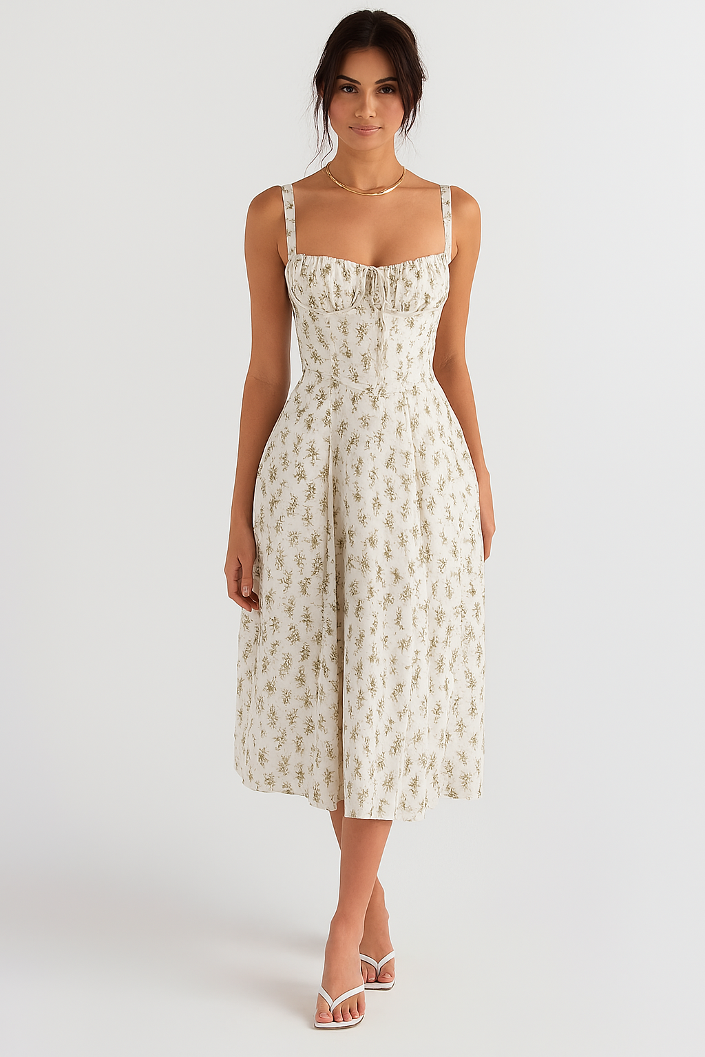 Elva Corset Dress - Garden Print