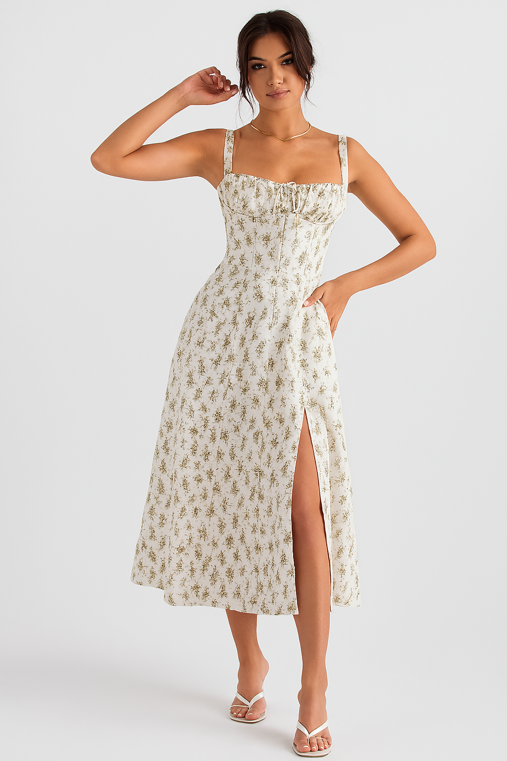 Elva Corset Dress - Garden Print