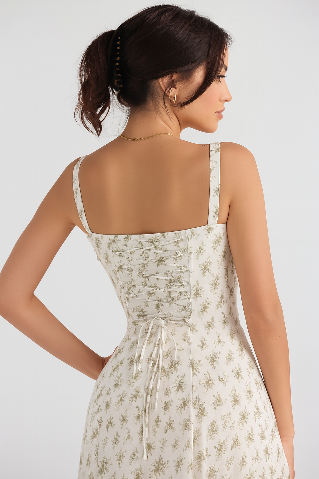 Elva Corset Dress - Garden Print