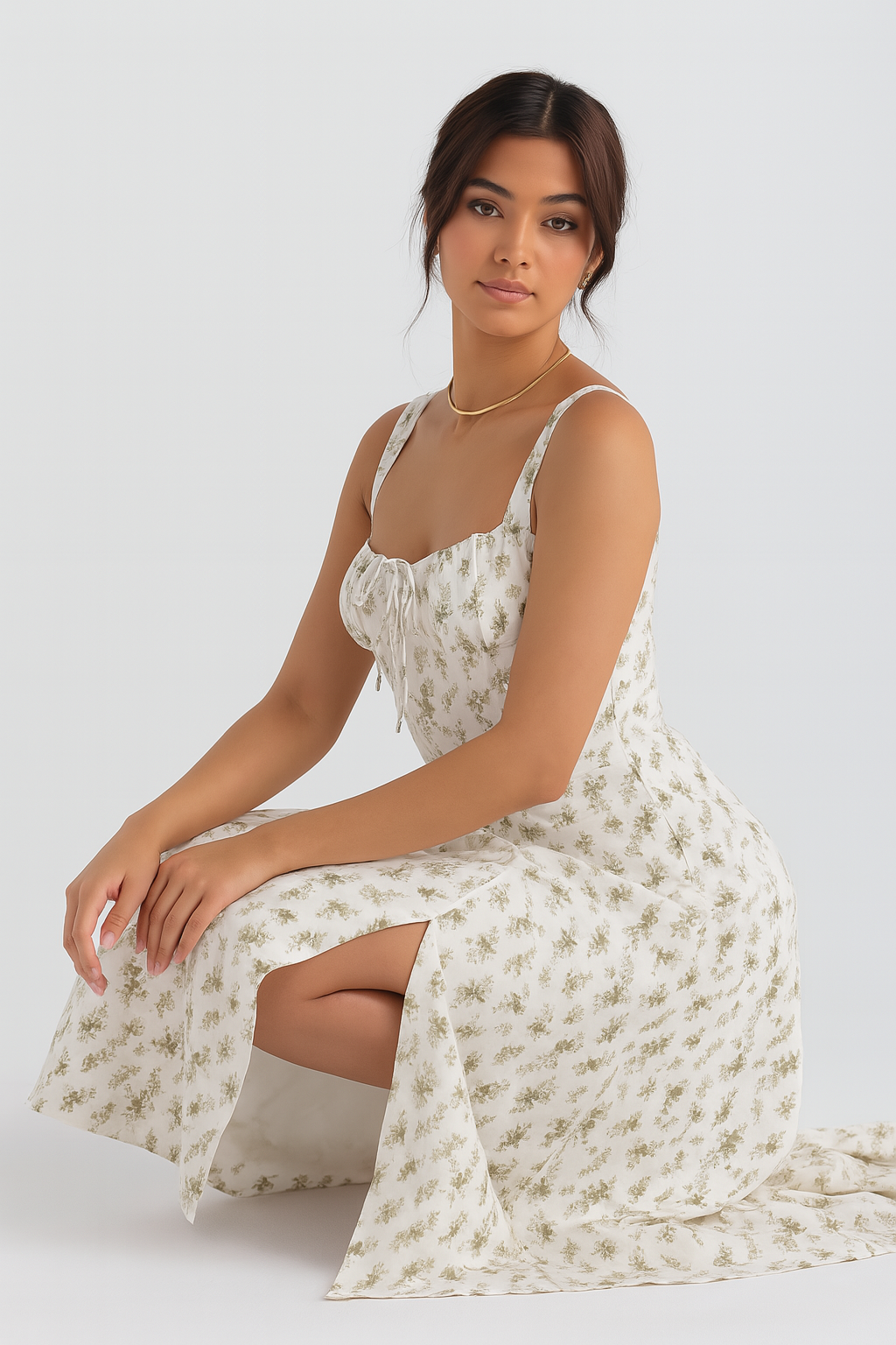 Elva Corset Dress - Garden Print