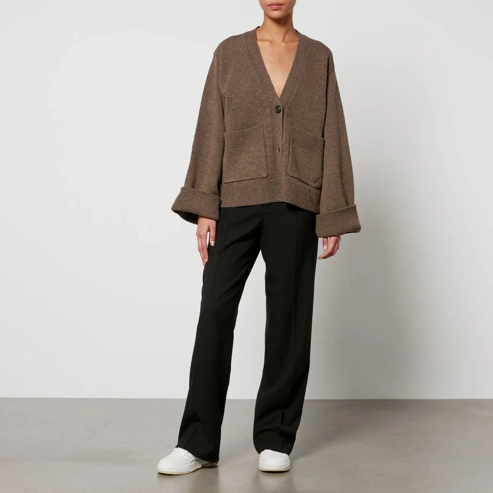 Aurora Relaxed Wool Cardigan - Chocolate Brown MYCLOTHOS® - MYCLOTHOS®