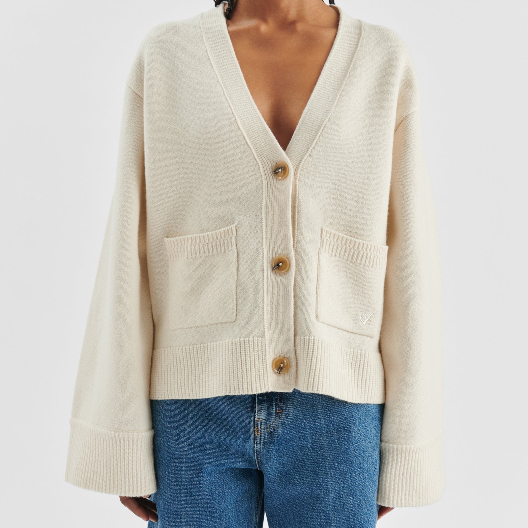 Aurora Relaxed Wool Cardigan - Apricot Douce