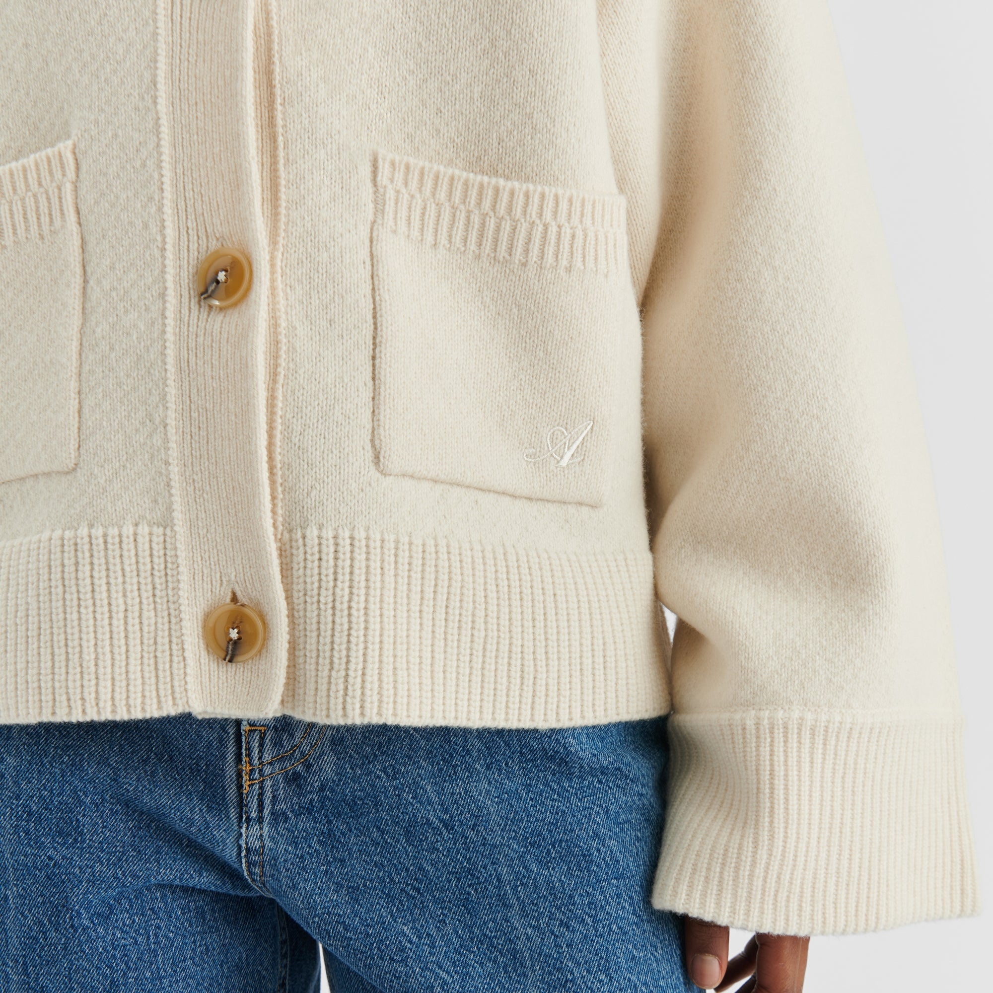Aurora Relaxed Wool Cardigan - Apricot Douce