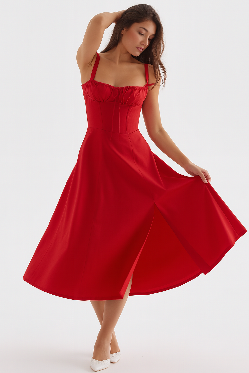 Elva Corset Dress - Red Rose