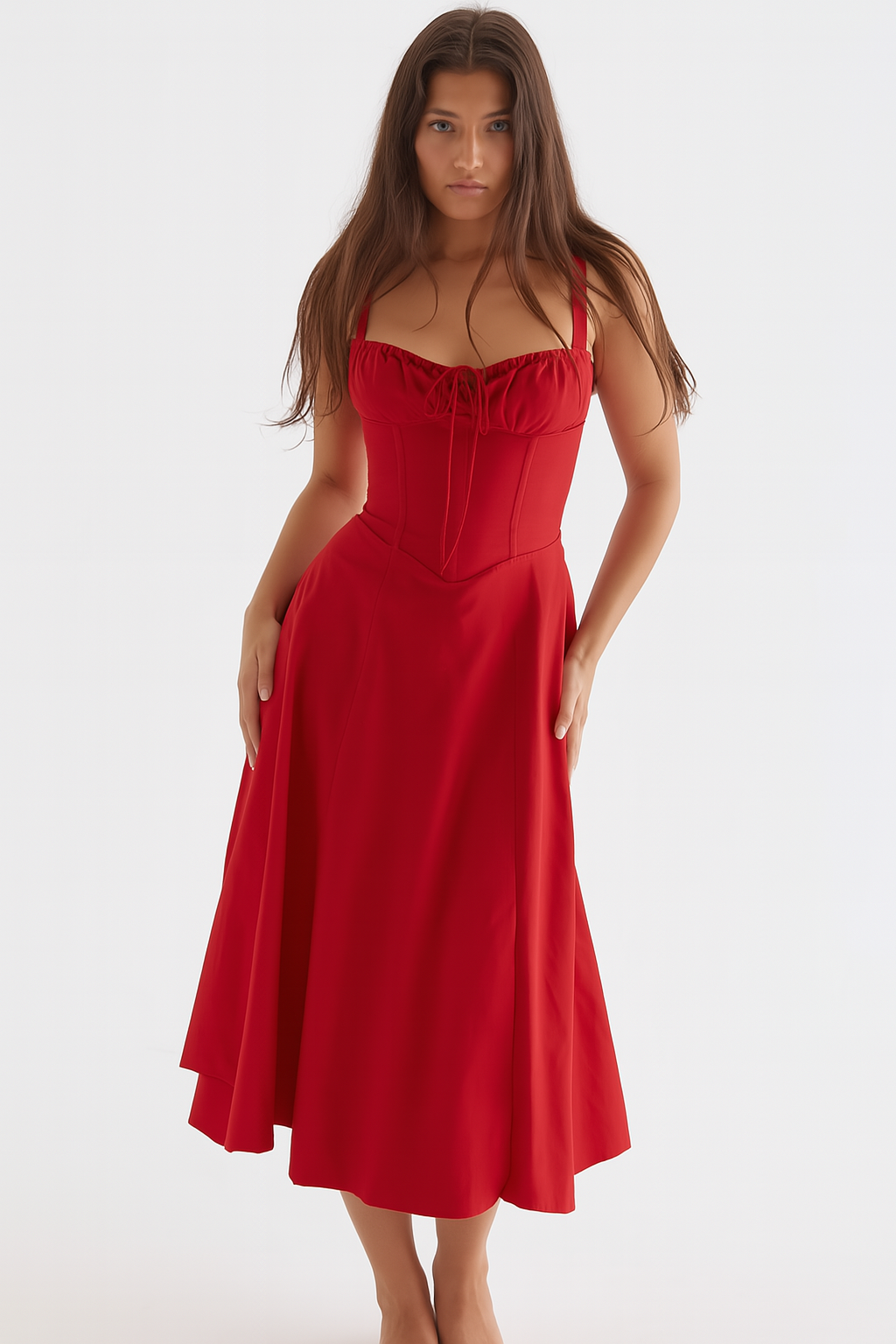 Elva Corset Dress - Red Rose