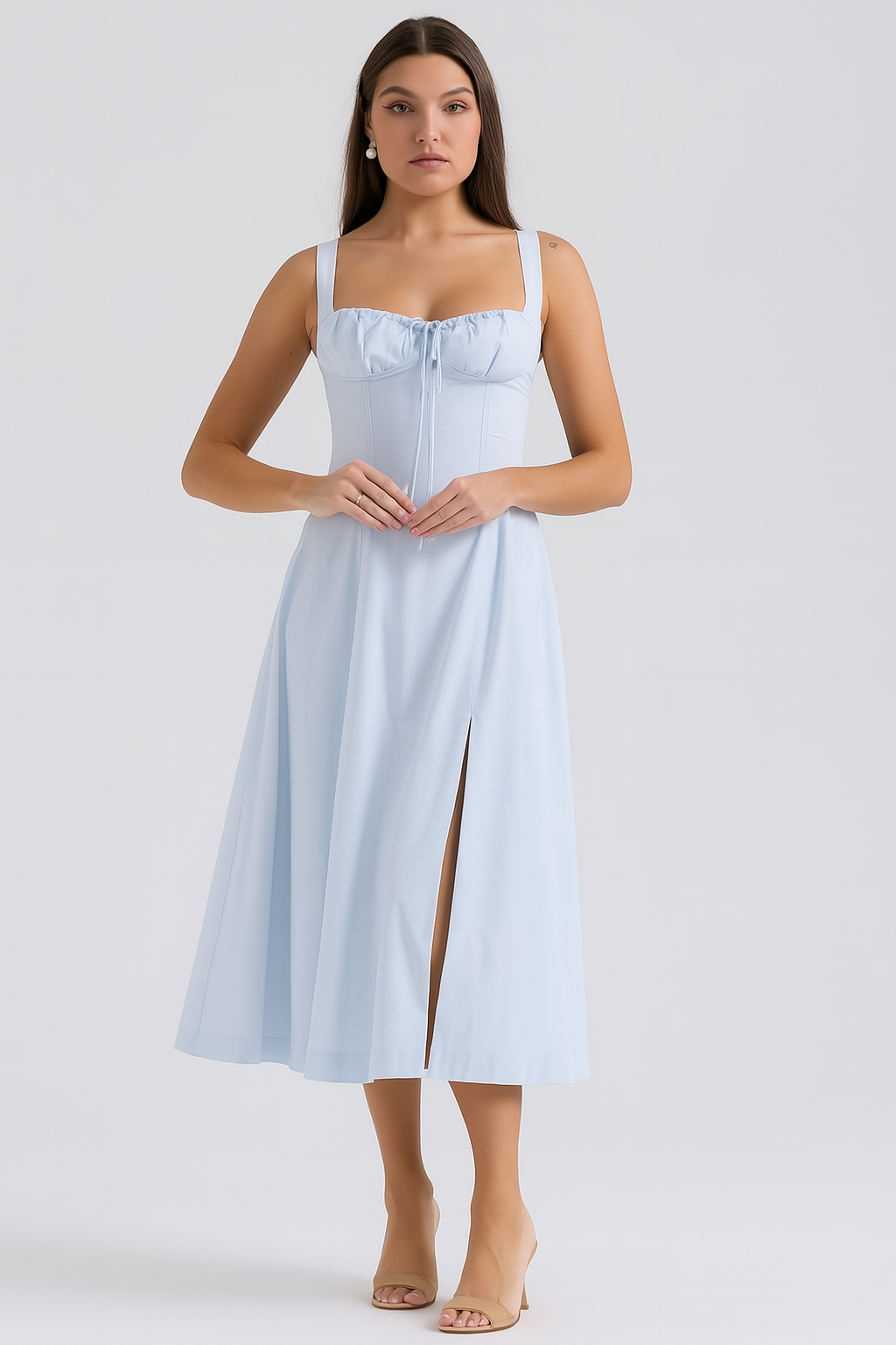 Elva Corset Dress - Soft Blue